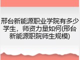 邢台新能源职业学院有多少学生，师资力量如何(邢台新能源职院师生规模)