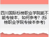 四川国际标榜职业学院能不能专接本，如何参考？(标榜职业学院专接本参考)