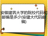 安徽建筑大学的院校代码和邮编是多少(安建大代码邮编)