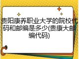 贵阳康养职业大学的院校代码和邮编是多少(贵康大邮编代码)