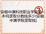 安徽中澳科技职业学院是一本吗录取分数线多少(安徽中澳学院录取线)
