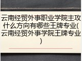 云南经贸外事职业学院主攻什么方向有哪些王牌专业(云南经贸外事学院王牌专业)