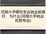 河海大学哪些专业就业前景好，为什么(河海大学就业优势专业)