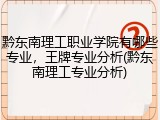 黔东南理工职业学院有哪些专业，王牌专业分析(黔东南理工专业分析)