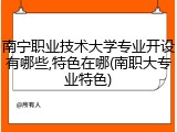 南宁职业技术大学专业开设有哪些,特色在哪(南职大专业特色)