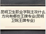 昆明卫生职业学院主攻什么方向有哪些王牌专业(昆明卫院王牌专业)