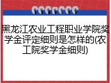 黑龙江农业工程职业学院奖学金评定细则是怎样的(农工院奖学金细则)