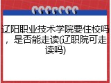 辽阳职业技术学院要住校吗，是否能走读(辽职院可走读吗)