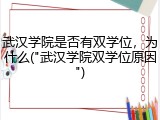 武汉学院是否有双学位，为什么("武汉学院双学位原因")
