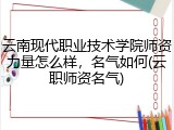 云南现代职业技术学院师资力量怎么样，名气如何(云职师资名气)