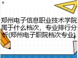 郑州电子信息职业技术学院属于什么档次，专业排行分析(郑州电子职院档次专业)