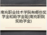 南充职业技术学院有哪些奖学金和助学金呢(南充职院奖助学金)