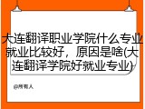 大连翻译职业学院什么专业就业比较好，原因是啥(大连翻译学院好就业专业)