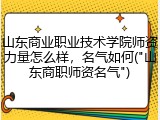 山东商业职业技术学院师资力量怎么样，名气如何("山东商职师资名气")