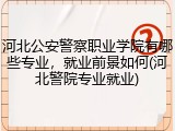 河北公安警察职业学院有哪些专业，就业前景如何(河北警院专业就业)