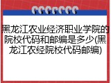 黑龙江农业经济职业学院的院校代码和邮编是多少(黑龙江农经院校代码邮编)