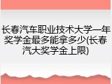 长春汽车职业技术大学一年奖学金最多能拿多少(长春汽大奖学金上限)