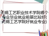 无锡工艺职业技术学院哪个专业毕业就业前景比较好(无锡工艺学院好就业专业)