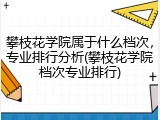 攀枝花学院属于什么档次，专业排行分析(攀枝花学院档次专业排行)