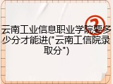 云南工业信息职业学院要多少分才能进("云南工信院录取分")