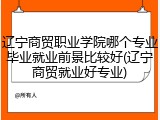 辽宁商贸职业学院哪个专业毕业就业前景比较好(辽宁商贸就业好专业)