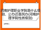河南护理职业学院是什么级别，公办还是民办(河南护理学院性质级别)