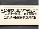 合肥通用职业技术学院是否可以进校参观，有何限制(合肥通用职院参观限制)
