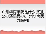 广州华商学院是什么级别，公办还是民办(广州华商民办级别)