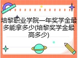 培黎职业学院一年奖学金最多能拿多少(培黎奖学金最高多少)