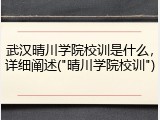 武汉晴川学院校训是什么，详细阐述("晴川学院校训")