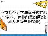 北京师范大学珠海分校有哪些专业，就业前景如何(北师大珠海专业就业)