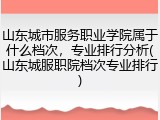 山东城市服务职业学院属于什么档次，专业排行分析(山东城服职院档次专业排行)