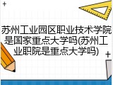 苏州工业园区职业技术学院是国家重点大学吗(苏州工业职院是重点大学吗)