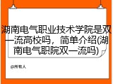 湖南电气职业技术学院是双一流高校吗，简单介绍(湖南电气职院双一流吗)
