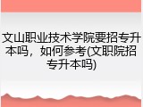 文山职业技术学院要招专升本吗，如何参考(文职院招专升本吗)