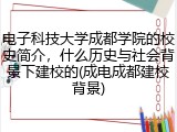 电子科技大学成都学院的校史简介，什么历史与社会背景下建校的(成电成都建校背景)