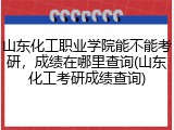 山东化工职业学院能不能考研，成绩在哪里查询(山东化工考研成绩查询)