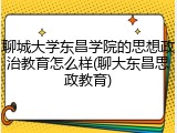 聊城大学东昌学院的思想政治教育怎么样(聊大东昌思政教育)