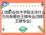 上饶职业技术学院主攻什么方向有哪些王牌专业(饶职王牌专业)
