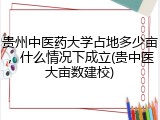贵州中医药大学占地多少亩，什么情况下成立(贵中医大亩数建校)