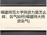 福建师范大学师资力量怎么样，名气如何(福建师大师资名气)