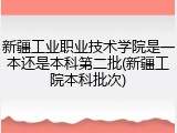 新疆工业职业技术学院是一本还是本科第二批(新疆工院本科批次)