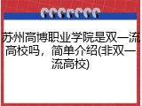 苏州高博职业学院是双一流高校吗，简单介绍(非双一流高校)