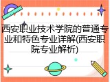 西安职业技术学院的普通专业和特色专业详解(西安职院专业解析)