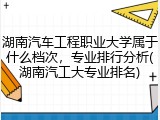 湖南汽车工程职业大学属于什么档次，专业排行分析(湖南汽工大专业排名)