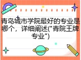 青岛城市学院最好的专业是哪个，详细阐述("青院王牌专业")