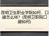 昆明卫生职业学院如何，口碑怎么样？(昆明卫职院口碑如何)