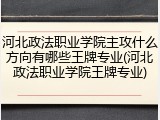 河北政法职业学院主攻什么方向有哪些王牌专业(河北政法职业学院王牌专业)