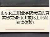 山东化工职业学院就读的真实感觉如何(山东化工职院就读体验)