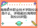 海南软件职业技术学院校训是什么，详细阐述(海南软院校训详情)